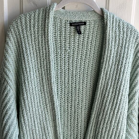 Eileen Fisher Ribbed Knit Organic Cotton Cardigan Sweater - Picture 3 of 8